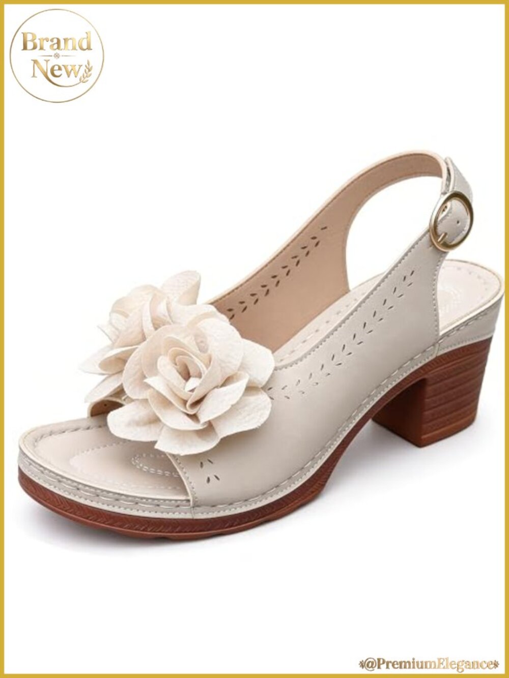 Womens Floral Chunky Heel Sandals Open Toe Ankle Strap Block Heel